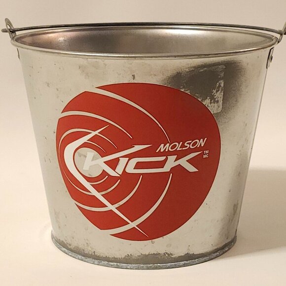 RETRO MOLSON KICK BEER BUCKET METAL BAR USED Discontinued beer - Picture 2 of 6